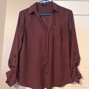 The Limited Maroon Polka Dot Button Down Shirt. S